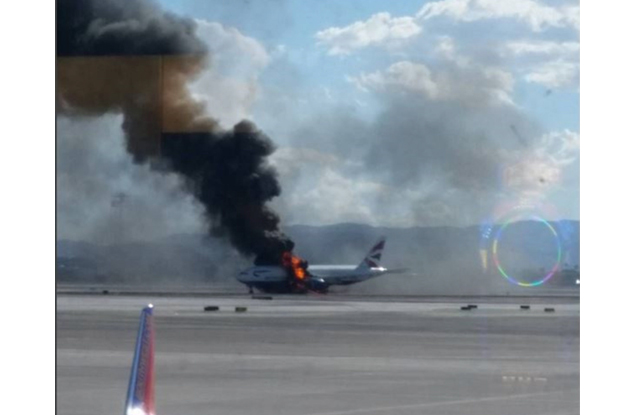 a british airways flight had to be evacuated after it caught fire during take off at las vegas 039 mccarran airport photo afp