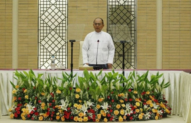 myanmar 039 s president thein sein gives an opening speech at meeting with ethnic rebel groups to discuss a nationwide ceasefire agreement in naypyitaw september 9 2015 photo reuters myanmar 039 s president thein sein gives an opening speech at meeting with ethnic rebel groups to discuss a nationwide ceasefire agreement in naypyitaw september 9 2015 photo reuters