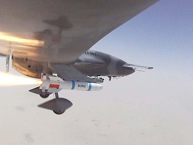 this television screen grab shows ucav burraq launching the laser guided missile burq this television screen grab shows ucav burraq launching the laser guided missile burq