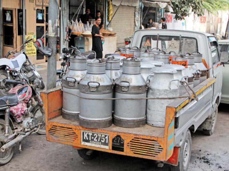 as the dairy farmers and retailers blame each other for the price hike milk supply in the city has almost come to a halt photo aysha saleem express
