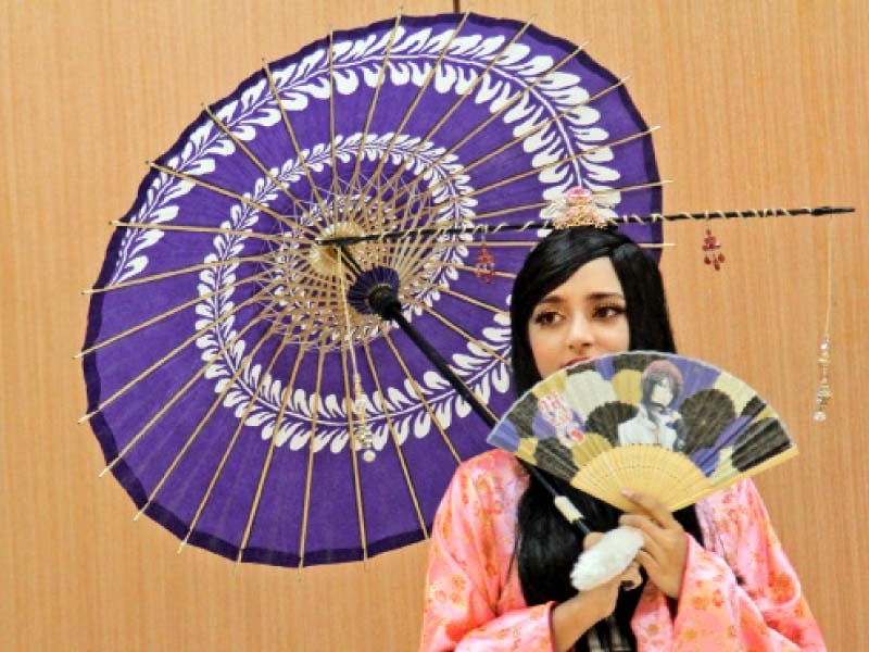 a student is dressed as princess kaguya for the cosplay segment at the inauguration of japanese film festival 2015 on thursday the event aims to serve as a platform to allow pakistanis to gain more knowledge about the japanese culture and strengthen the relationship between the two countries photo aysha saleem express