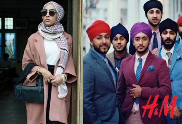fashion label features muslim clad in a hijab and sikhs in turbans for upcoming fall collection photo h amp m facebook fashion label features muslim clad in a hijab and sikhs in turbans for upcoming fall collection photo h amp m facebook