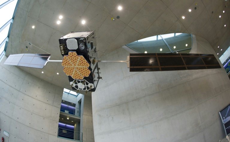 a model of the galileo satellite is seen at the german aerospace center in oberpfaffenhofen near wessling bavaria in 2011 photo afp