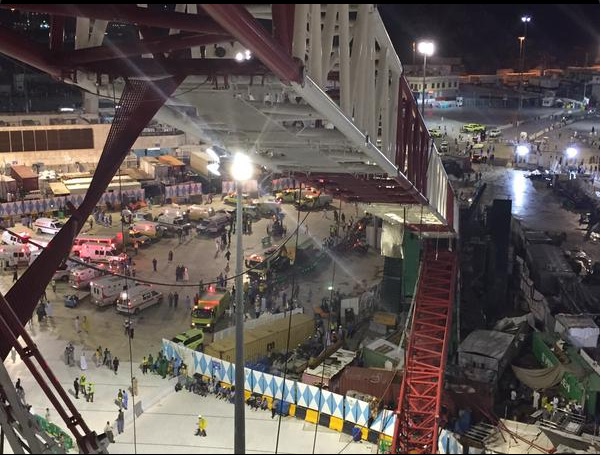 picture showing the crane that collapsed in the grand mosque on september 11 photo civil defence twitter