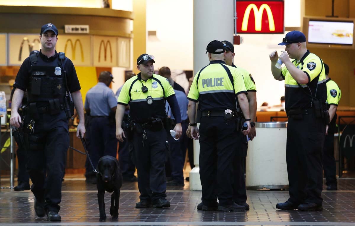 police at the scene of the union station attack on friday photo afp