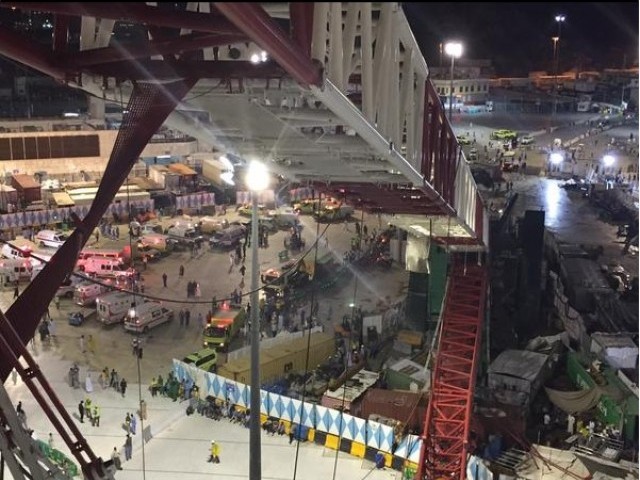 picture showing the crane that collapsed in the grand mosque on september 11 photo civil defence twitter