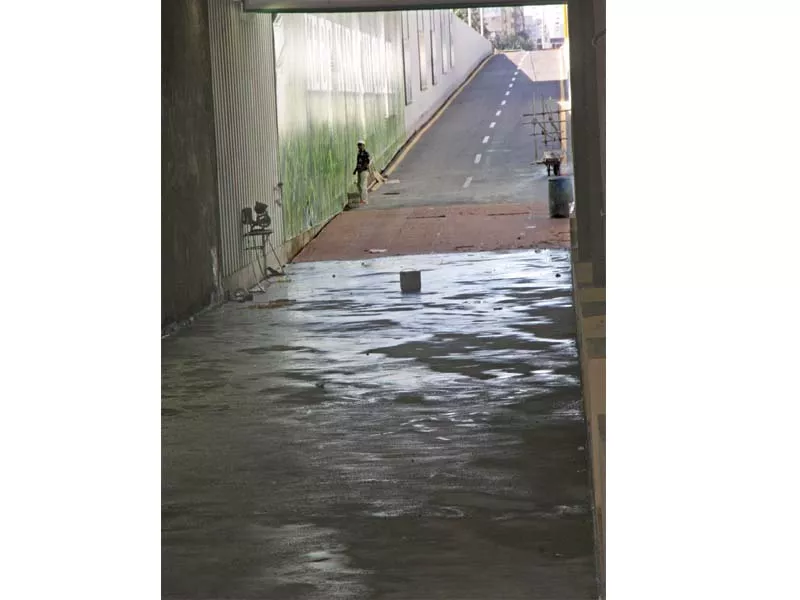 a week after its inauguration one of the tracks of mehran underpass was closed apparently due to seepage a large pool of water stands on the closed track photo athar khan express a week after its inauguration one of the tracks of mehran underpass was closed apparently due to seepage a large pool of water stands on the closed track photo athar khan express