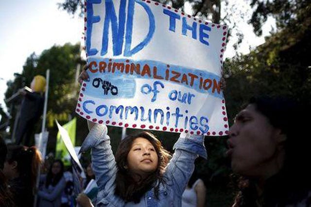 nancy rosales hernandez 23 protests outside the luxe hotel where republican presidential candidate donald trump was expected to speak in brentwood los angeles california united states july 10 2015 photo reuters nancy rosales hernandez 23 protests outside the luxe hotel where republican presidential candidate donald trump was expected to speak in brentwood los angeles california united states july 10 2015 photo reuters