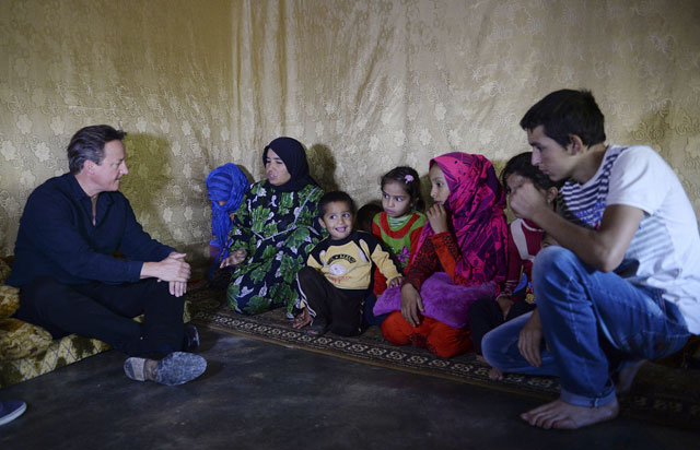 cameron arrives in beirut to visit a refugee camp to see and hear stories of refugees and what they need photo afp