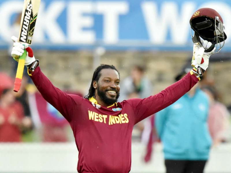 gayle is the only player to have scored a triple century in tests a double century in odis and a century in t20s photo afp