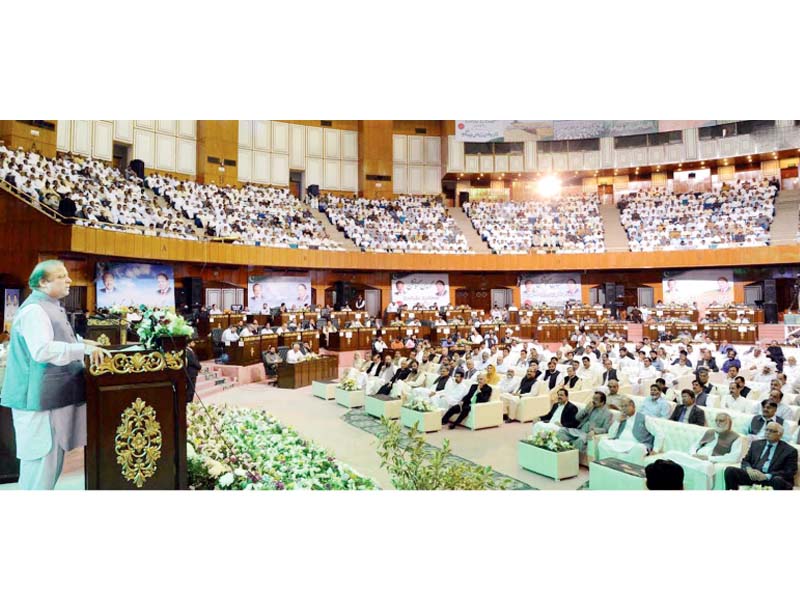 premier nawaz sharif addresses a kisan convention in islamabad photo inp