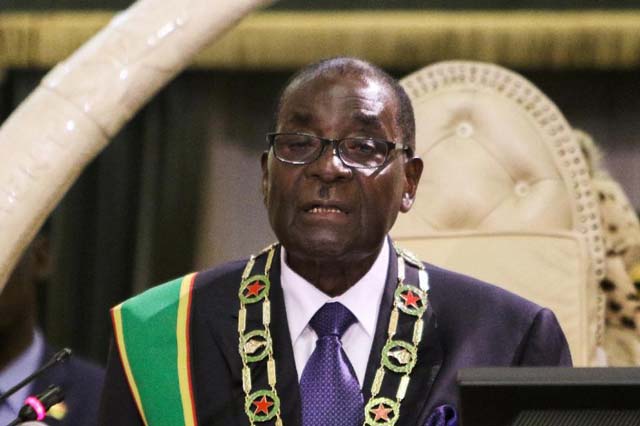 zimbabwe president robert mugabe    who has been in power since 1980    delivers a speech to lawmakers in harare on september 15 2015 photo afp