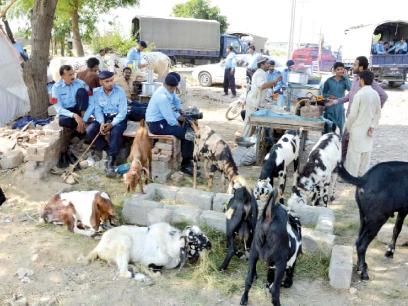 policemen at the unapproved i 11 market photo mudassir raja express