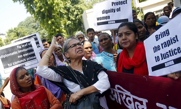 indian women s rights demonstrators hold a protest outside saudi arabia s embassy in new delhi over the alleged rape of two nepali maids by a diplomat photo reuters