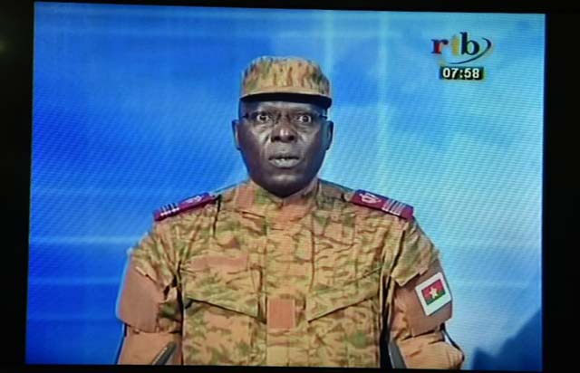 lieutenant colonel mamadou bamba appeared on television to declare that a new quot national democratic council quot was in talks to hold quot peaceful elections quot photo afp