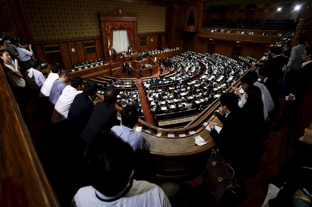 lawmakers vote for the limitation of the length of a speech during the plenary session for japan 039 prime minister shinzo abe 039 censure motion at the upper house of the parliament in tokyo september 18 2015 photo reuters