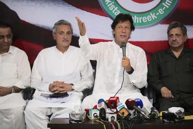 pti chairman imran khan addressing a press conference in lahore photo pti