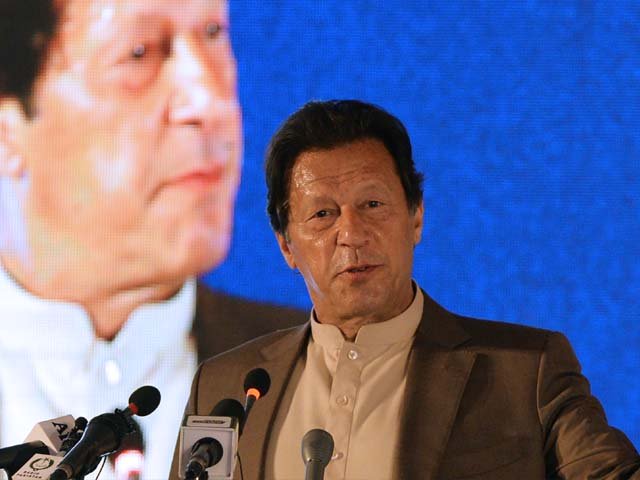 pakistan 039 s prime minister imran khan delivers a speech in islamabad on february 17 2020 photo afp
