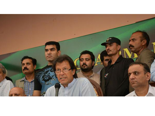 imran khan addresses a press conference in lahore on september 20 2015 photo pti