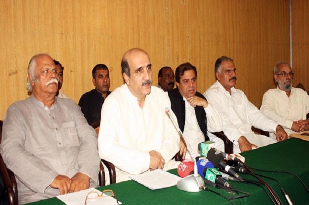pti s founding member and former information secretary akbar s babar addressing a press conference photo online