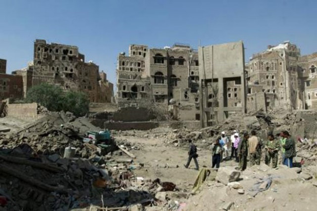 yemenis inspect the rubble of unesco listed buildings that were destroyed by air strikes carried out by the saudi led coalition in the al falihi neighbourhood in sanaa 039 s old city on september 19 2015 photo afp yemenis inspect the rubble of unesco listed buildings that were destroyed by air strikes carried out by the saudi led coalition in the al falihi neighbourhood in sanaa 039 s old city on september 19 2015 photo afp