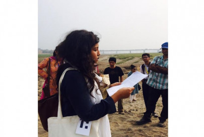 rescuing a river art installations highlights river ravi pollution