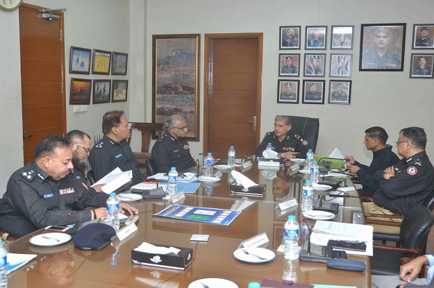 sindh inspector general of police ghulam hyder jamali chairing a meeting photo express