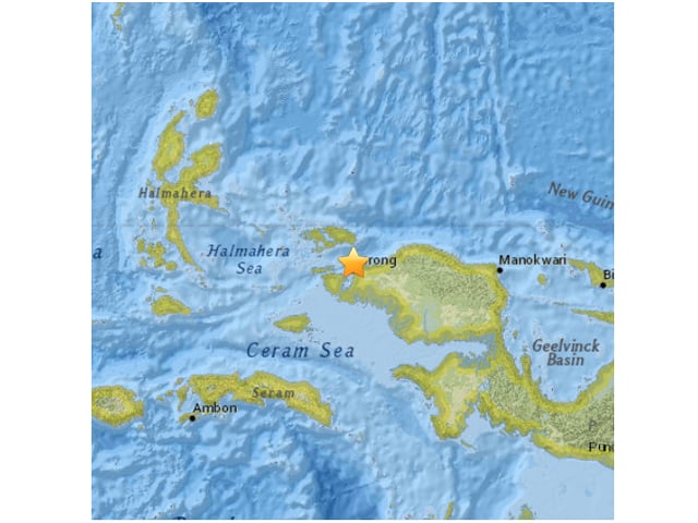 the undersea quake hit at a depth of 24 kilometres at about 1am 30 kilometres from sorong in west papua photo usgs