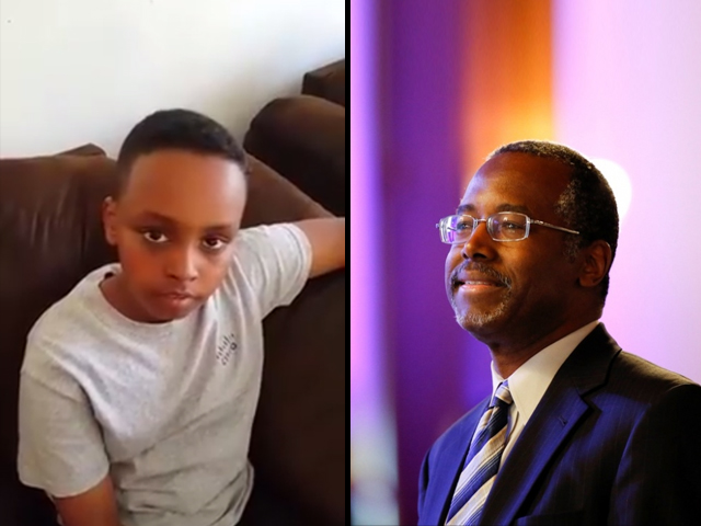 12 year old yusuf dayur l republican presidential candidate ben carson r photos video screengrab reuters