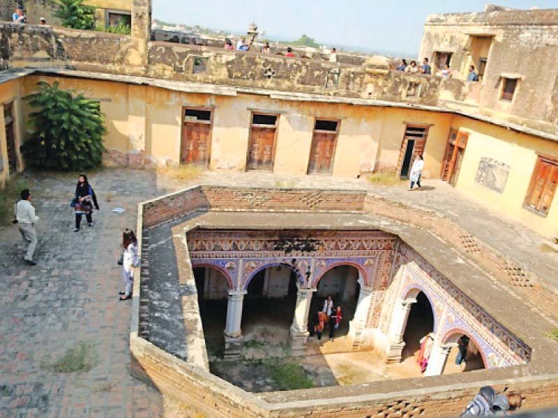 some of the brilliant frescos paintings and woodwork can still be seen in the courtyard and other parts of the haveli photos huma choudhary express