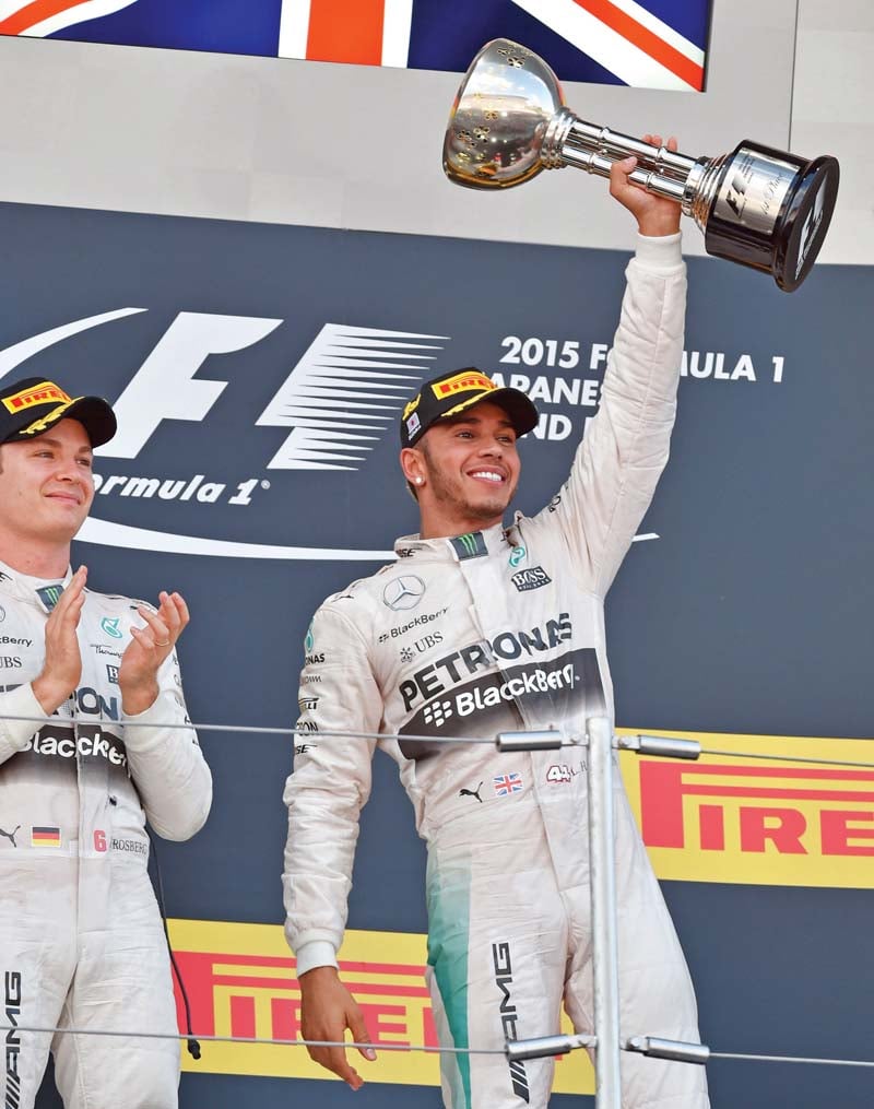 double world champion hamilton has now moved 48 points clear of mercedes teammate rosberg with five races remaining in the season photo afp