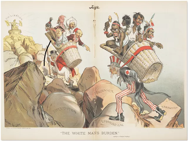 by victor gillam the white man s burden apologies to rudyard kipling judge april 1 1899 public domain https commons wikimedia org w index php curid 45187881 by victor gillam the white man s burden apologies to rudyard kipling judge april 1 1899 public domain https commons wikimedia org w index php curid 45187881
