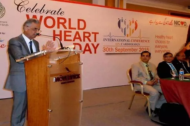 the provincial health minister jam mehtab hussain dahar speaking at the conference photo express the provincial health minister jam mehtab hussain dahar speaking at the conference photo express