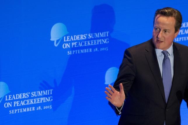 britain 039 s prime minister david cameron addresses attendees during a leaders 039 summit on peacekeeping to coincide with the united nations general assembly at the united nations in manhattan new york september 28 2015 photo reuters