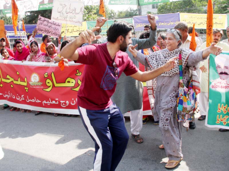 protesters demand that punjabi be used as the medium of instruction in schools at the primary level photo abid nawaz express