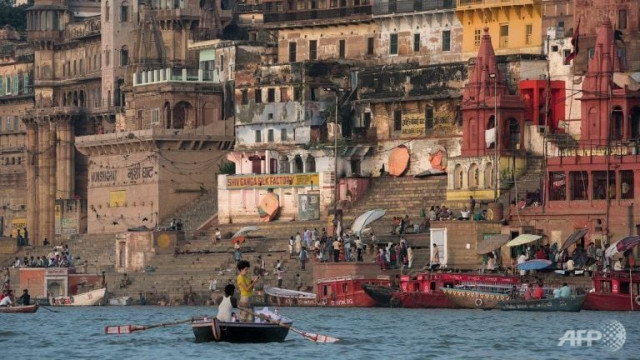 the waterfront on the banks of the river ganges at varanasi photo afp the waterfront on the banks of the river ganges at varanasi photo afp