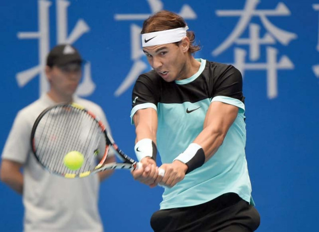 nadal was playing for the first time since his third round defeat at the us open but it was a far from satisfying return as the 14 time grand slam winner continued to grope for form photo afp