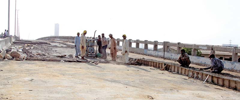 the jam sadiq flyover will be open to the public from october 17 according to the provincial local bodies minister however the project was meant to be completed in may of this year photo file