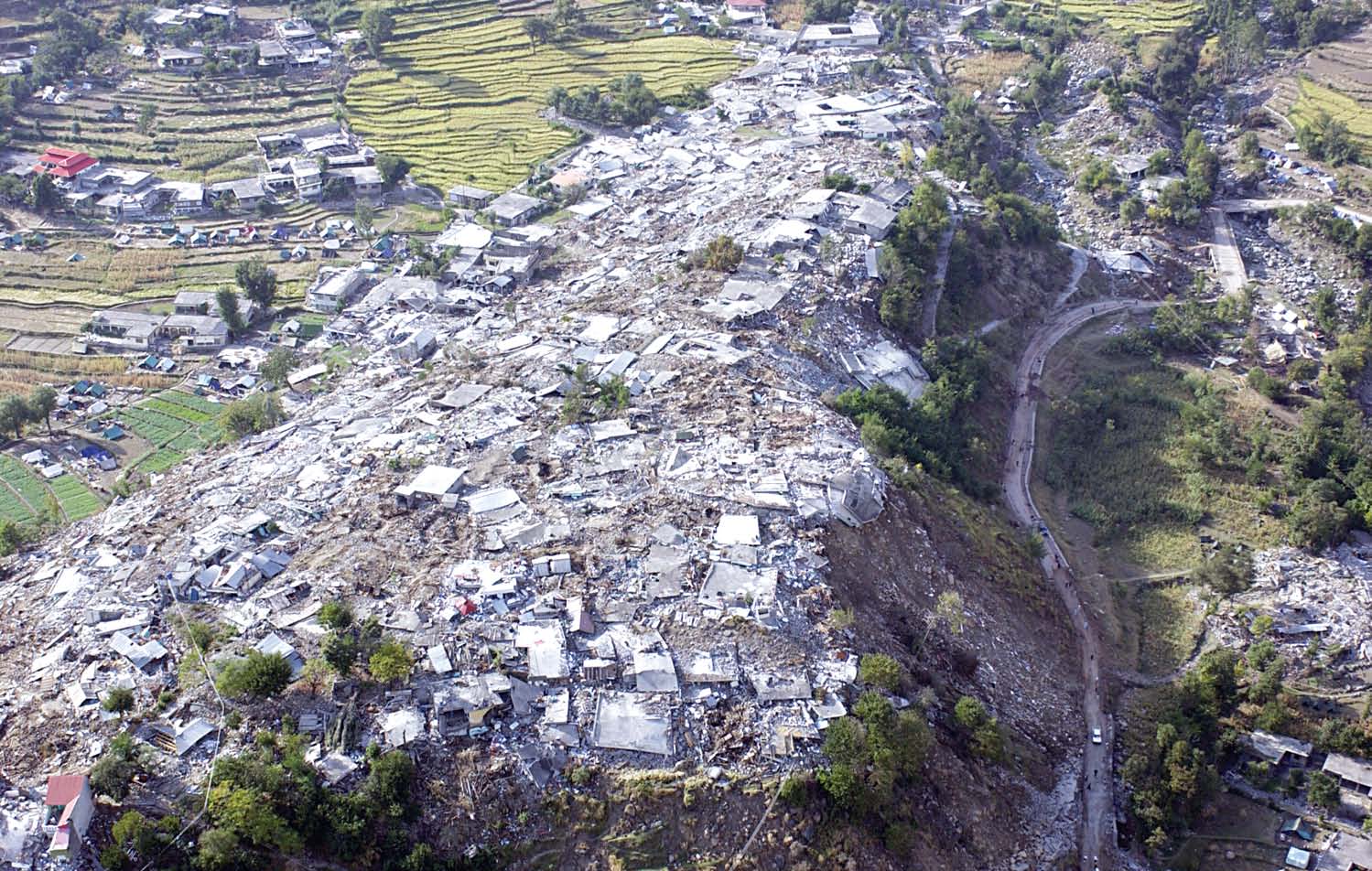 a view of balakot town which was completely destroyed during the 2005 earthquake photo file