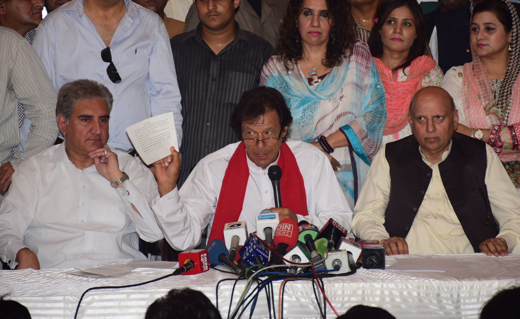 imran khan addresses a press conference in lahore on october 8 2015 photo waseem niaz express