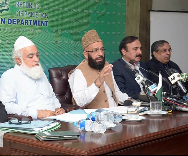 federal minister for religious affairs and interfaith harmony sardar muhammad yousaf addresses a press conference in islamabad on thursday photo pid