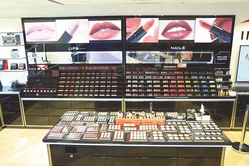 price tags for lipsticks range between rs1 100 to rs1 500 while nail colours are priced at rs1 500 photo imran fareed