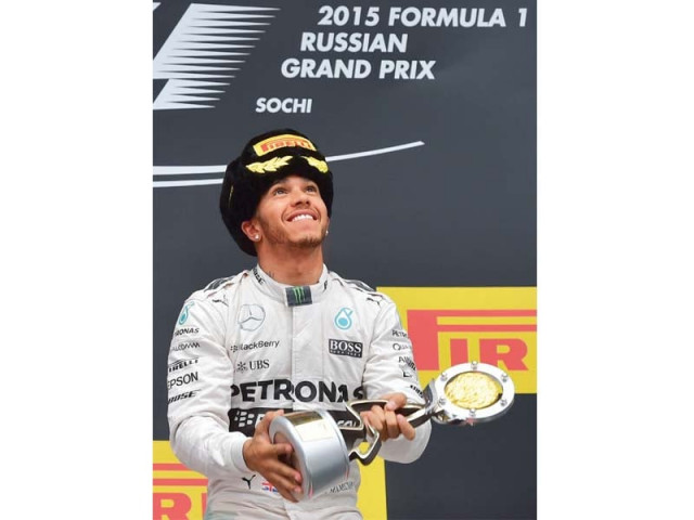 if the cards fall in his favour hamilton who won a dramatic russian grand prix on sunday can clinch the title in the next race in the us on october 25 photo afp if the cards fall in his favour hamilton who won a dramatic russian grand prix on sunday can clinch the title in the next race in the us on october 25 photo afp