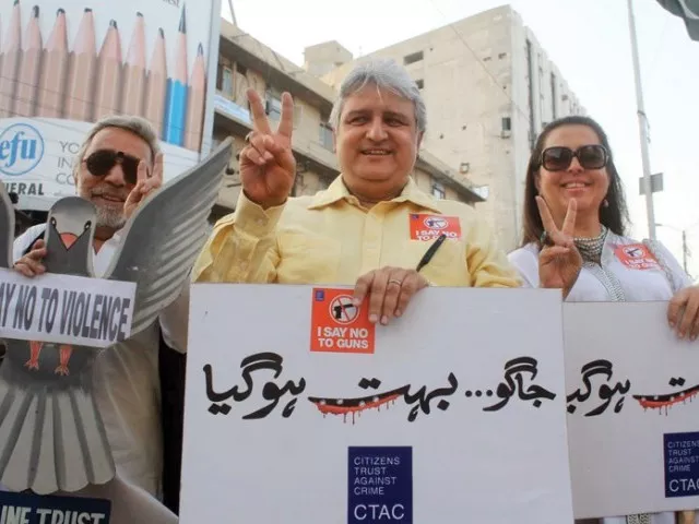 the citizens trust against crime held a protest at the metropole hotel to demand promotion of peace in the city urging all civilians to voice their concerns over the law and order situation in karachi photo ppi the citizens trust against crime held a protest at the metropole hotel to demand promotion of peace in the city urging all civilians to voice their concerns over the law and order situation in karachi photo ppi