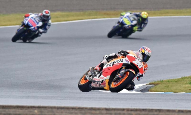 spain s dani pedrosa claimed the 50th grand prix win of his career on sunday after grabbing the lead seven laps from the end of a wet race at the twin ring circuit in motegi photo afp spain s dani pedrosa claimed the 50th grand prix win of his career on sunday after grabbing the lead seven laps from the end of a wet race at the twin ring circuit in motegi photo afp