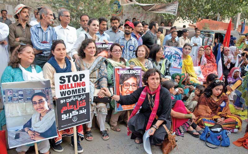 members of the women s action forum held a rally on sunday to drum up support for women who have been oppressed and victimised photo sindh express