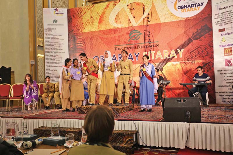 the citizen s foundation hosted the grand finale of their inter school fundraising singing competition obhartay sitaray 2015 in which 65 000 students from 120 schools participated this year photo courtesy tcf