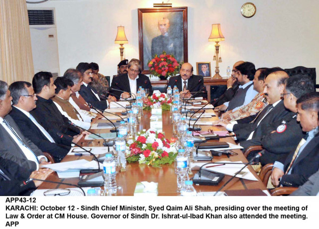 cm sindh qaim ali shah presiding over a meeting of law and order at cm house on october 12 2015 photo app cm sindh qaim ali shah presiding over a meeting of law and order at cm house on october 12 2015 photo app