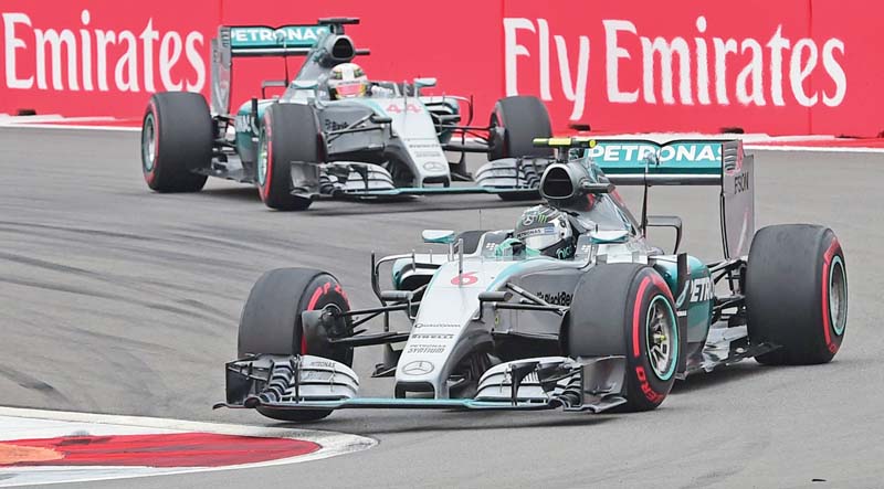 with rosberg in third place overall 73 points behind formula one leader and teammate hamilton with four races remaining mercedes still have a battle on their hands to end the season with their drivers one two in the championship photo afp