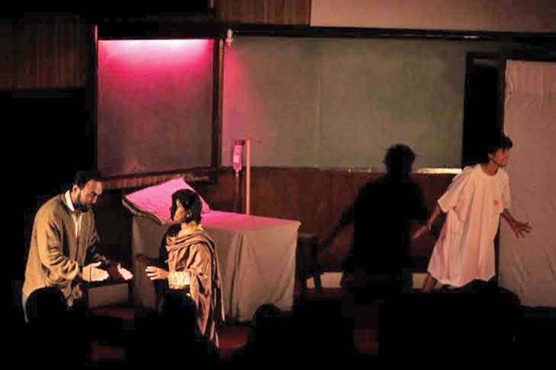 the stage play kon sunta hai depicted the story of a fictional character who suffers from bipolar disorder but societal rejection exacerbates his suffering photo courtesy hamza bangash